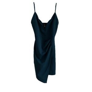 Turquoise Blue Fitted Evening Spaghetti Strap Dress